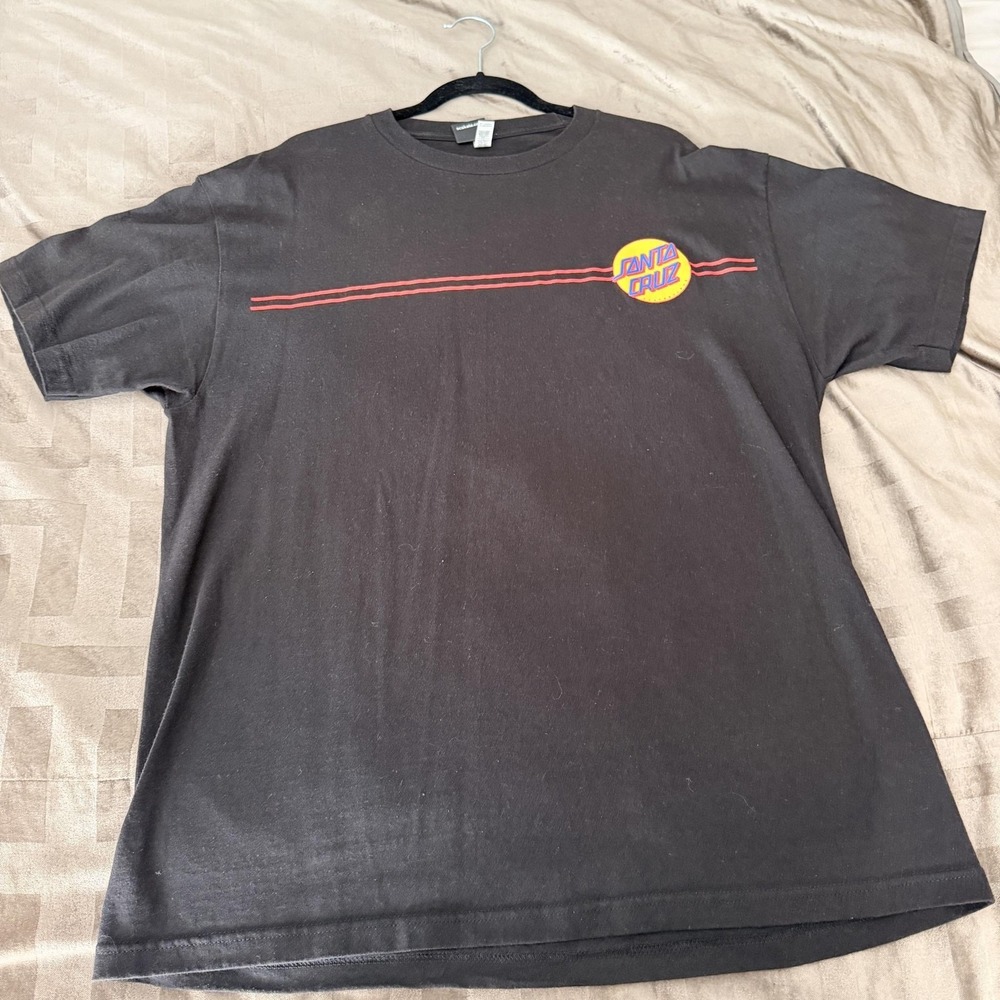 Santa Cruz Shirt Mens XL Black Circle Logo Skateboards Graphic Tee Back Print